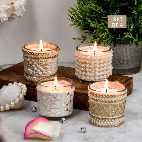 Festive Gift Hampers | Soy Wax Candles | Scented Candles | Votive Candles | 6 cm each | Set of 4.