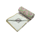 Mulmul Cotton Dohar | Cosy Blanket | Green & Pink