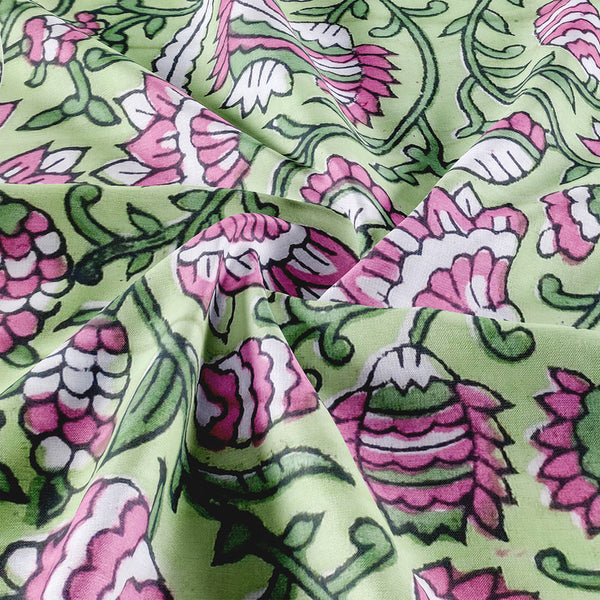 Mulmul Cotton Dohar | Cosy Blanket | Green & Pink