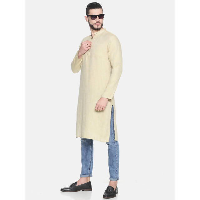 Hemp Slim Fit Long Kurta | Fawn