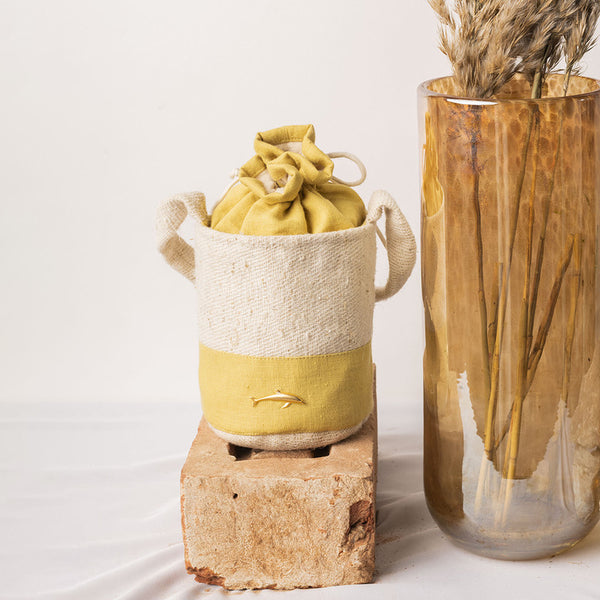 Hemp Natural Dyed Bucket Bag With Bag | Yellow