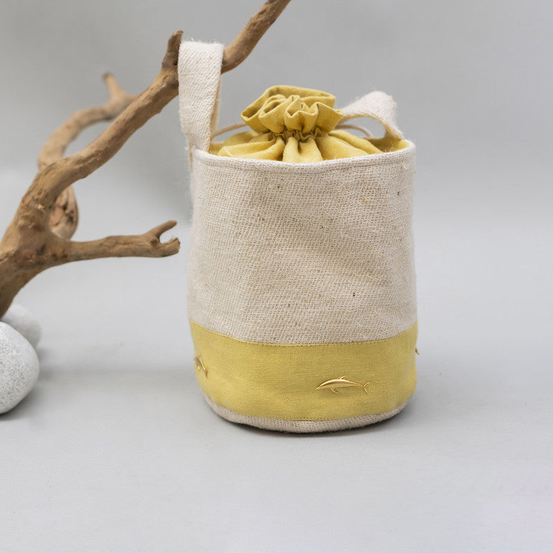 Hemp Natural Dyed Bucket Bag | Yellow