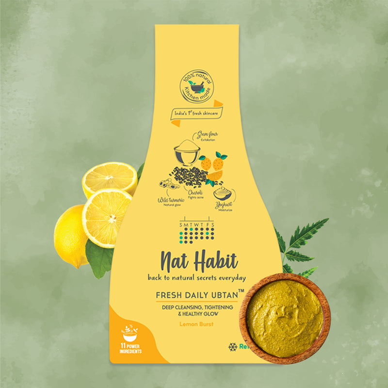 Nat Habit Lemon Burst Ubtan | Dry & Oily Skin | 40 g