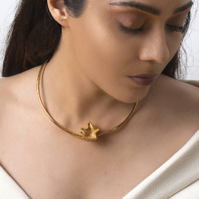 Brass Choker Necklace |  18K Gold Plated