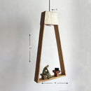 Papier Mache & Wood | Hanging Lamp | Green & Brown