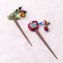 Wood Crochet Hairstick | Handmade | Set of 2