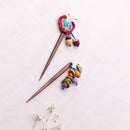 Wood Crochet Hairstick | Multicolour | 15 cm | Set of 2