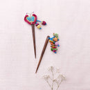 Wood Crochet Hairstick | Multicolour | 15 cm | Set of 2