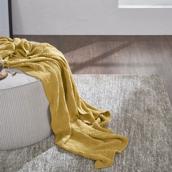 Cotton Throw Blanket | Yellow | 127 x 154 cm