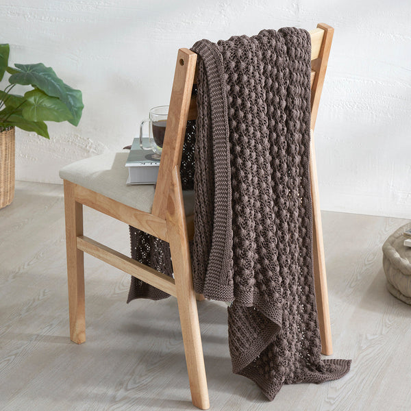 Cotton Throw Blanket | Dark Brown | 127 x 154 cm