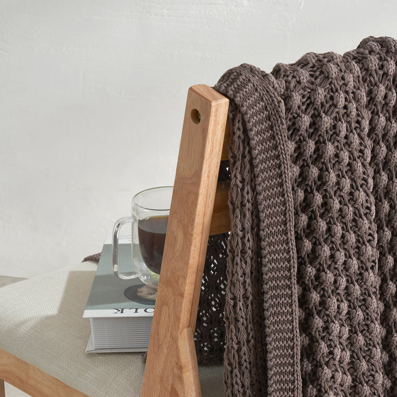 Cotton Throw Blanket | Dark Brown | 127 x 154 cm