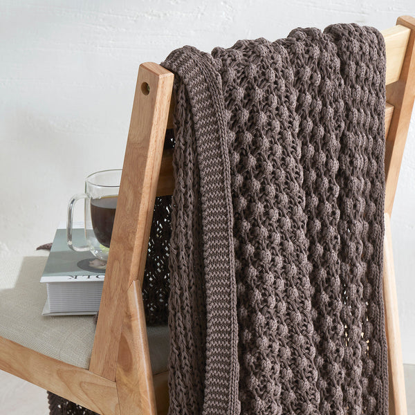 Cotton Throw Blanket | Dark Brown | 127 x 154 cm