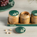 Wooden Snacks Serving Set | Tray Set | Green | Set of 4