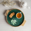 Wooden Serving Tray | Round | Green | 36 cm