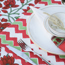 Handblock Printed |Cotton Table Mats | Set of 2 | Red & White