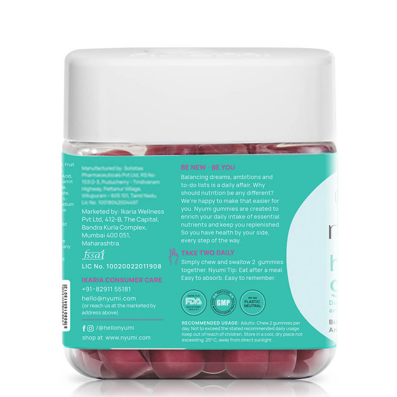 Nyumi Hair Gummies | Reduces Hairfall & Delays Greying | 50 Gummies