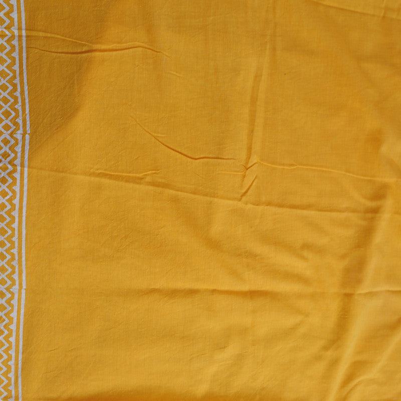 Mulmul Cotton Saree | Hand Block Printed | Haldi Yellow