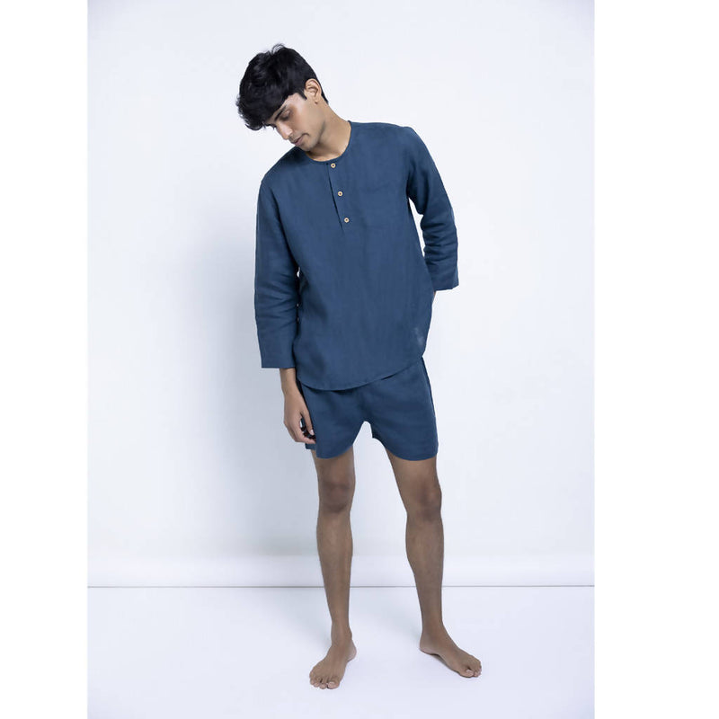 Pure Linen Short Set | Indigo