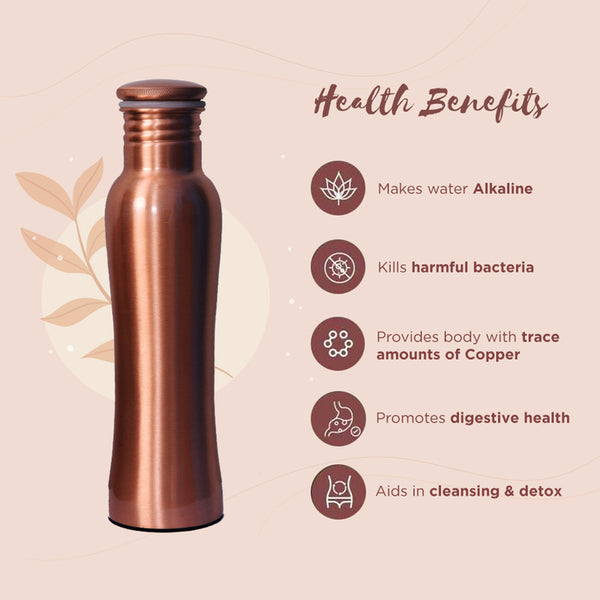 Copper Bottle | Plain Curved | 1 Litre