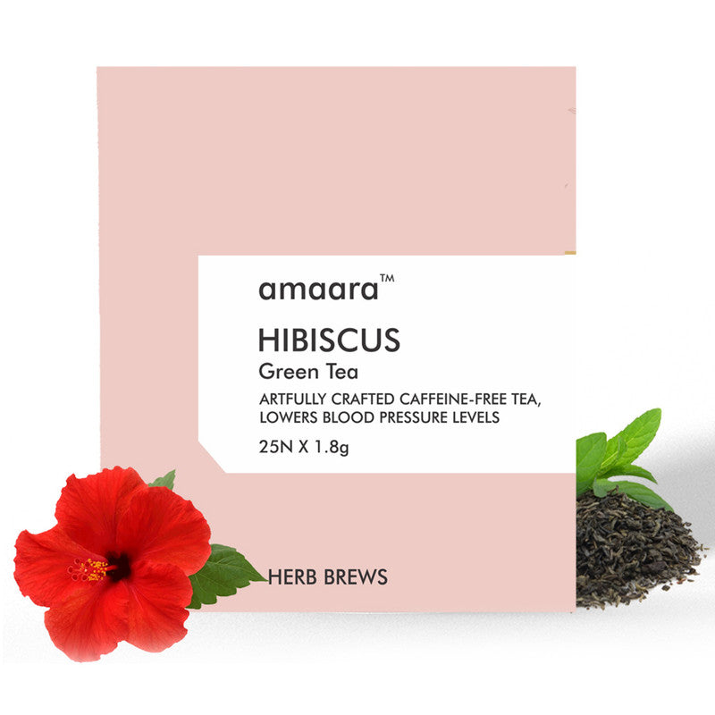 Hibiscus Green Tea | 100% Organic | Caffeine Free | 25 Tea Bags