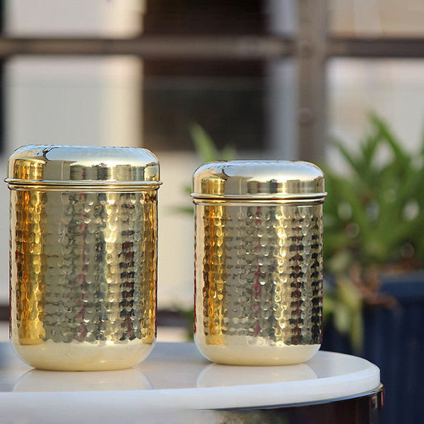 Kitchen Containers | Brass Storage Container with Lid | Gold.