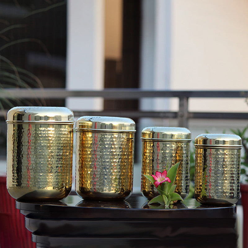 Kitchen Containers | Brass Storage Container with Lid | Gold.