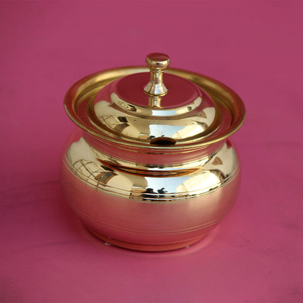 Brass Utensils | Ghee Pot with Spoon | 250ml | 4 Inches