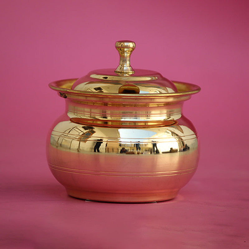 Brass Ghee Pot with Spoon | 250ml | 4 Inches.