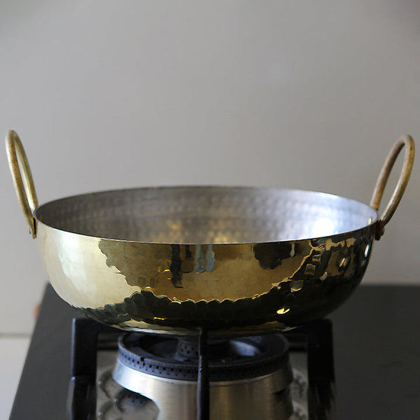 Brass Utensils | Brass Cookware | Kadai with Lid | 1.5 Litre