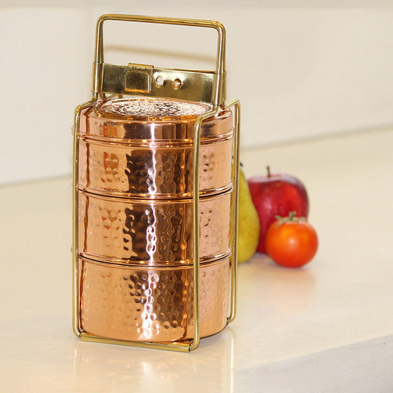 Copper Tiffin Box | Set of 3