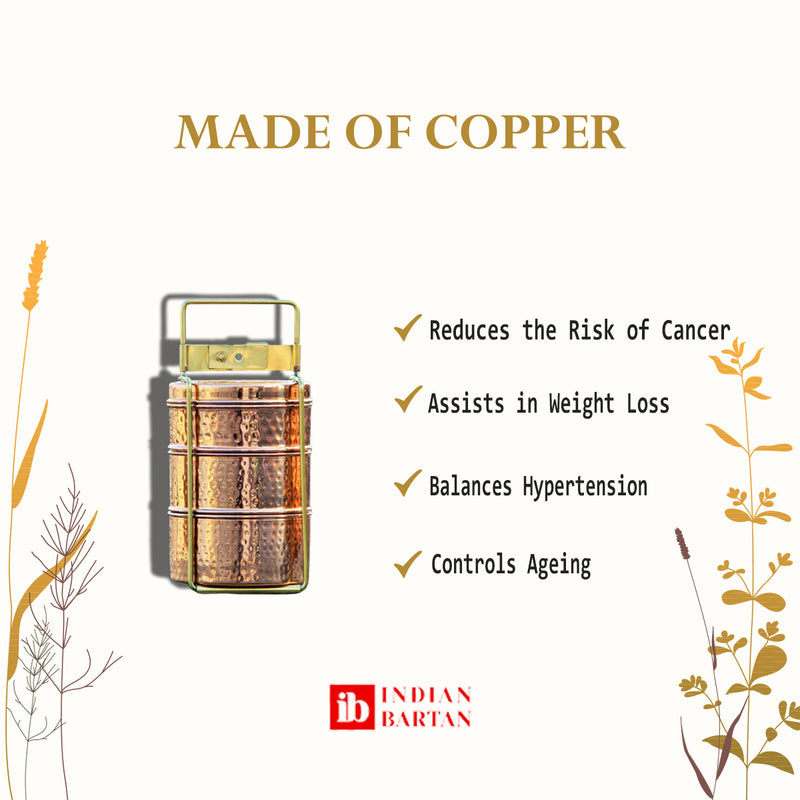 Copper Tiffin Box | Set of 3