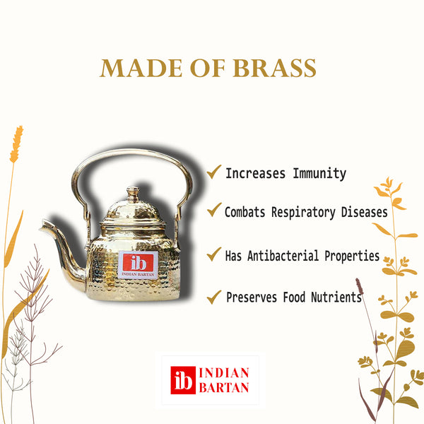 Brass Tea Pot with Lid | 1 Litre