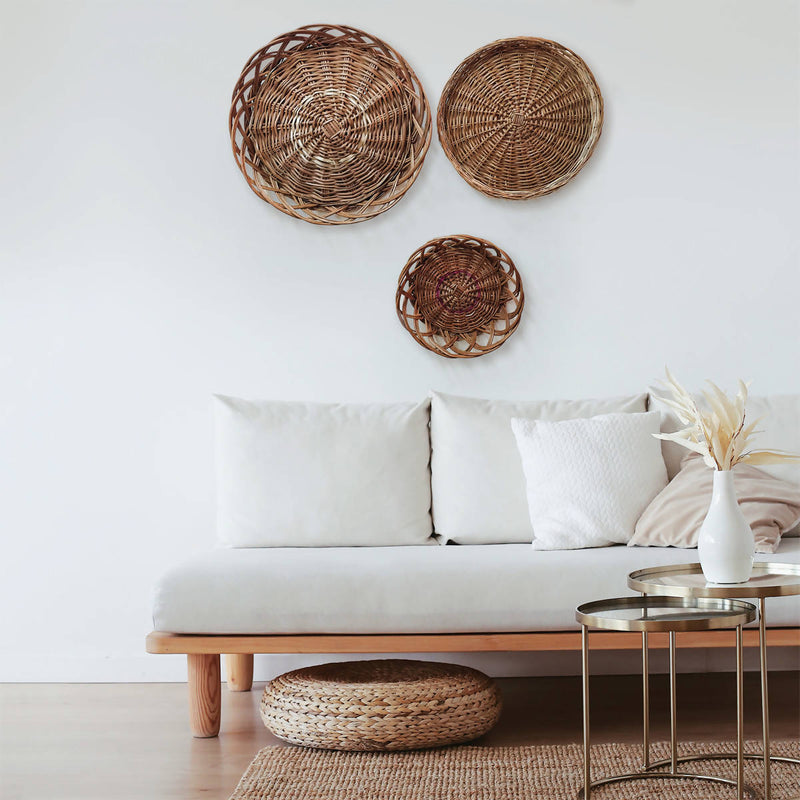 Wicker Wall Baskets- Set of 3.