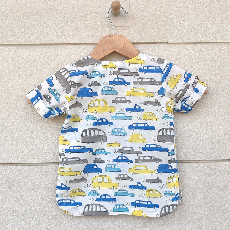 Pure Cotton Kurta for Boys | Car Print