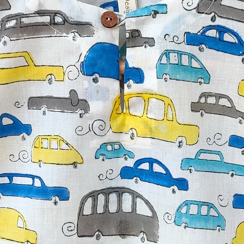 Pure Cotton Kurta for Boys | Car Print