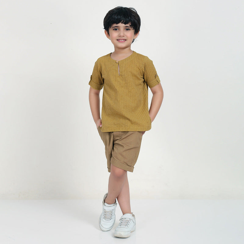 Pure Cotton Kurta for Boys | Mustard