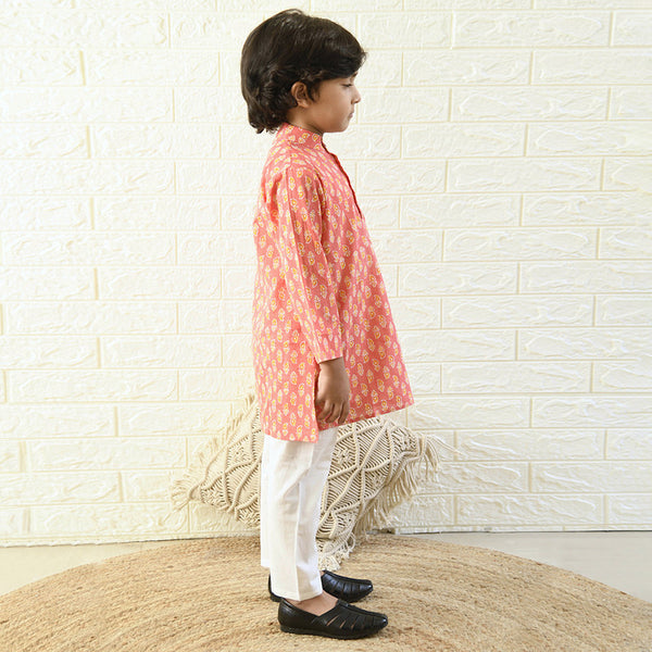 Cotton Kurta Pyjama Set for Boys | Festive wear | Peach