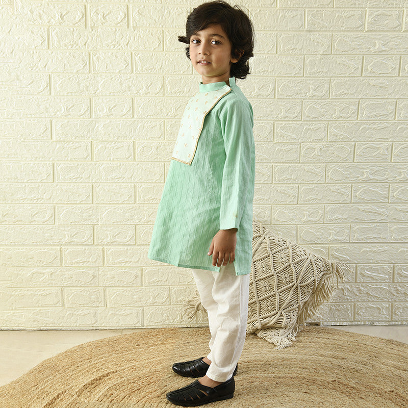 Cotton Kurta Pyjama Set for Boys | Sea Green