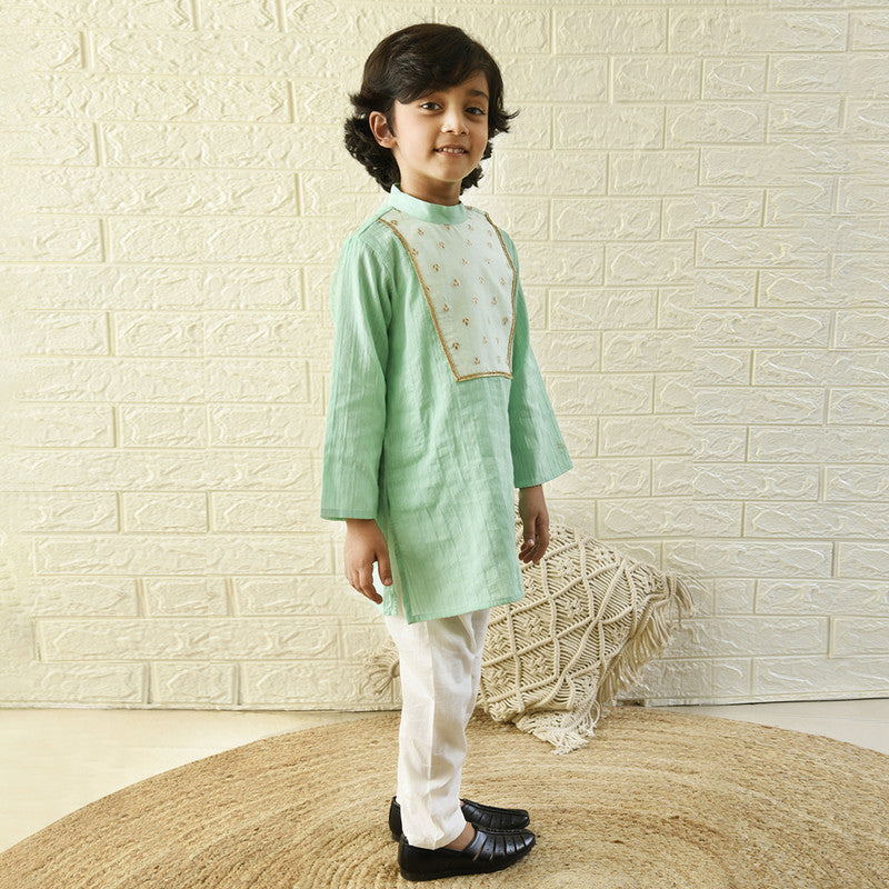 Cotton Kurta Pyjama Set for Boys | Sea Green