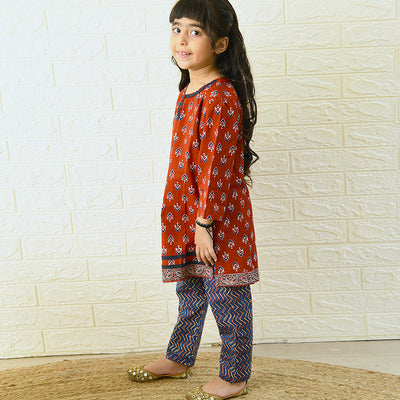 Cotton Kurta Pyjama Set for Girls | Red