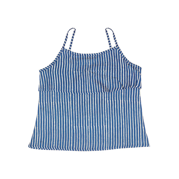 Cotton Spaghetti Top for Girls | Striped | Indigo Blue