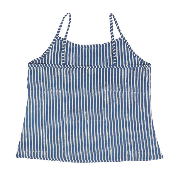 Cotton Spaghetti Top for Girls | Striped | Indigo Blue