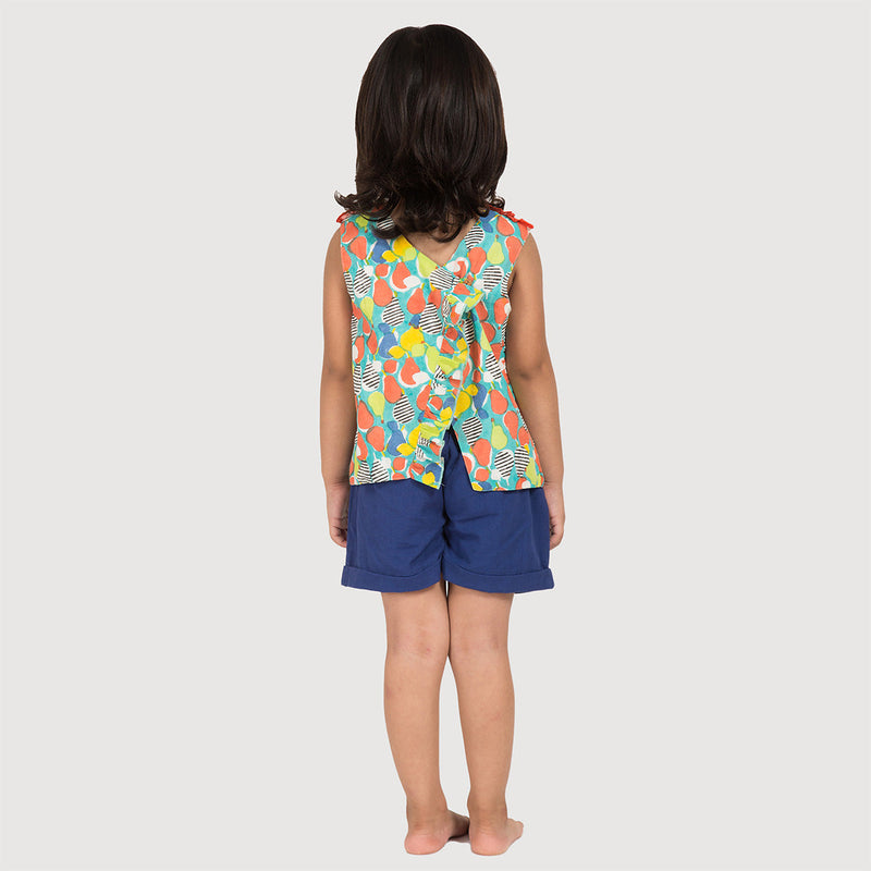 Pure Cotton Ruffled Top | Printed |