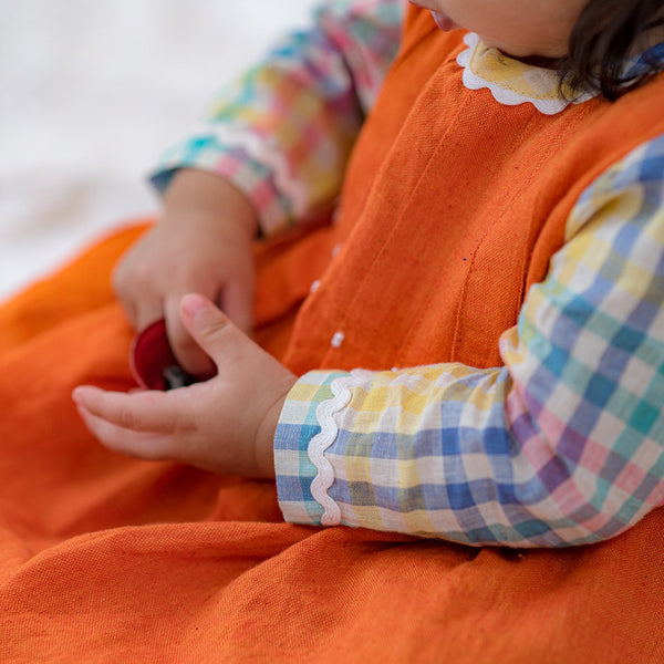 Cotton Dress for Girls | Orange