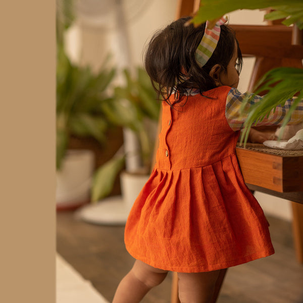 Cotton Dress for Girls | Orange