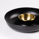 Aluminium & Iron Platter With Dip Bowl | Black & Golden