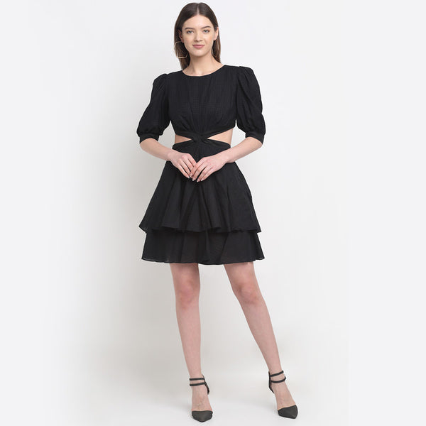 Tencel Cut-Away Dress | Black