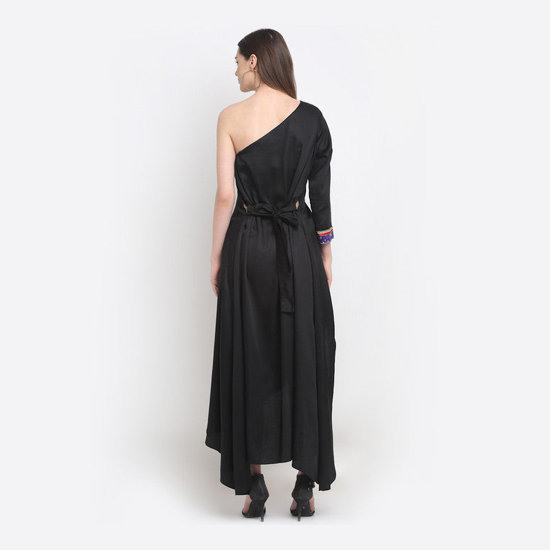 Tencel Off-Shoulder Dress | Black