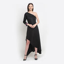 Tencel Off-Shoulder Dress | Black