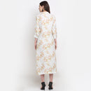 Hemp Printed Shirt Dress | Off White